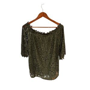 Green Lace Off-Shoulder Blouse Miholl XL 95% Rayon 5% Polyester
